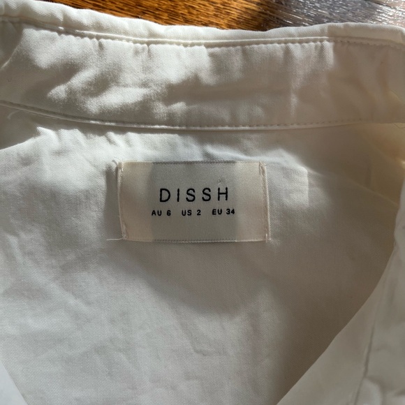 DISSH Shae White Crisp Cotton Oversized Boyfriend Button-Up Blouse Shirt Top - Picture 9 of 10